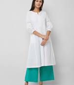 White plain cotton kurta-sets