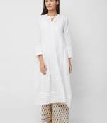 White plain cotton kurta-sets