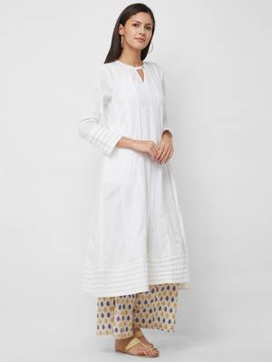 White plain cotton kurta-sets 3