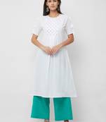 White embroidered cotton kurta-sets