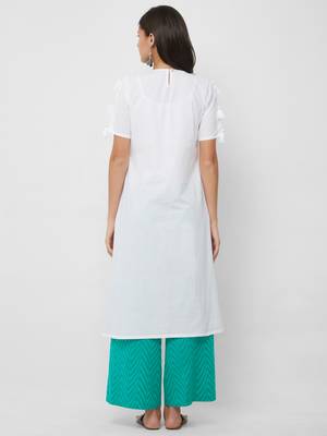 White embroidered cotton kurta-sets 2
