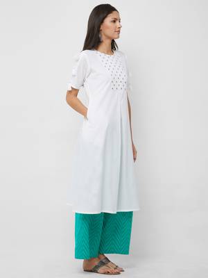 White embroidered cotton kurta-sets 3