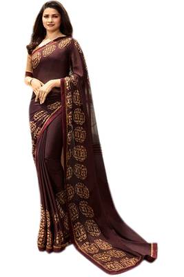 Berry printed Georgette saree with blouse 1