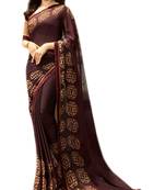 Berry printed Georgette saree with blouse