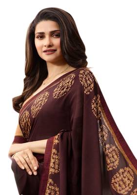 Berry printed Georgette saree with blouse 2
