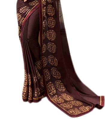 Berry printed Georgette saree with blouse 3