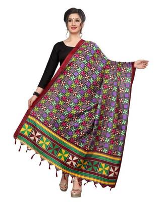 Designer red printed Duppatta 1