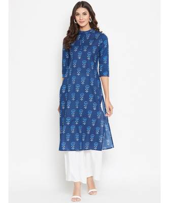 blue cotton printed kurti 1