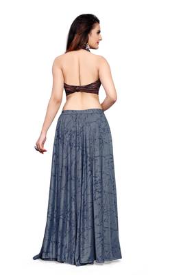 Blue foilage print art silk stitched lehenga 4