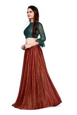 Dark-maroon foilage print art silk stitched lehenga 2