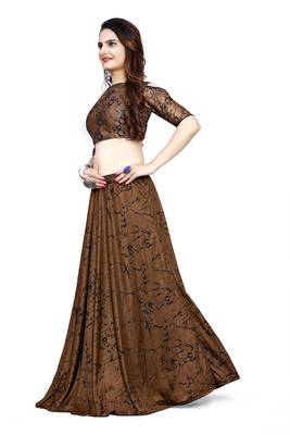 Mustard foilage print art silk stitched lehenga 2