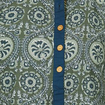 Women's Navy Cotton Printed A-line Kurti 5