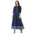 Women's Blue Cotton Solid A-line Kurti