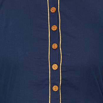 Women's Blue Cotton Solid A-line Kurti 4