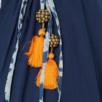 Women's Blue Cotton Solid A-line Kurti 5