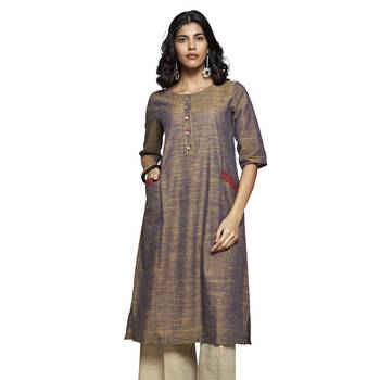 Women's Violet Cotton Knee Length A-line Kurti 1