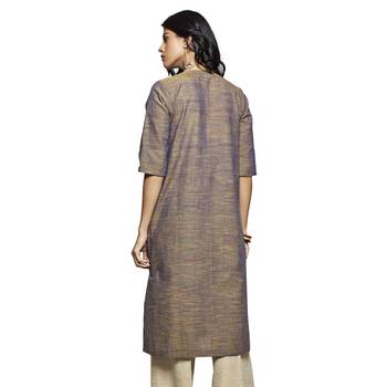 Women's Violet Cotton Knee Length A-line Kurti 2