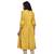 Women's Solid Yellow Cotton 3/4th Sleeved Anarkali Kurti