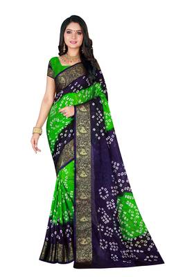 Multicolor hand woven art silk saree with blouse 3
