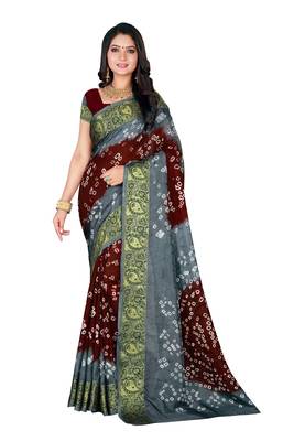Multicolor hand woven art silk saree with blouse 1