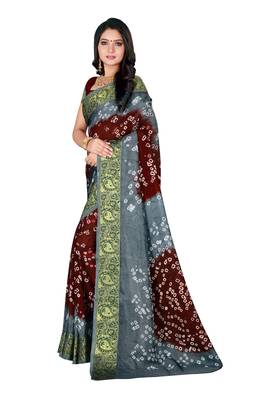 Multicolor hand woven art silk saree with blouse 3