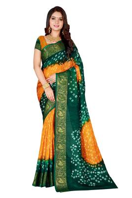 Multicolor hand woven art silk saree with blouse 1