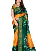 Multicolor hand woven art silk saree with blouse