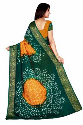 Multicolor hand woven art silk saree with blouse 2