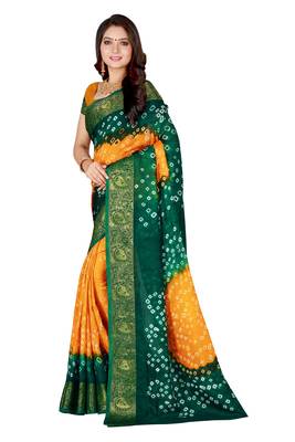 Multicolor hand woven art silk saree with blouse 3