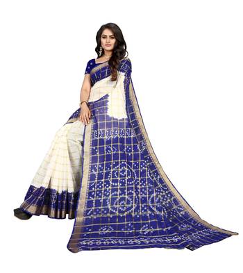 Multicolor hand woven art silk saree with blouse 4
