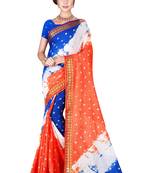 Multicolor hand woven art silk saree with blouse