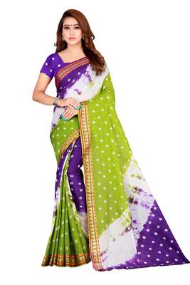 Multicolor hand woven art silk saree with blouse 1