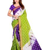 Multicolor hand woven art silk saree with blouse