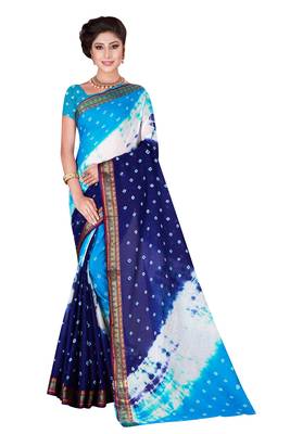 Multicolor hand woven art silk saree with blouse 1