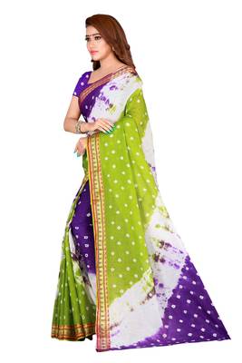 Multicolor hand woven art silk saree with blouse 3