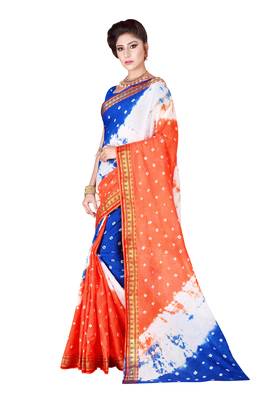 Multicolor hand woven art silk saree with blouse 3