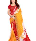 Multicolor hand woven art silk saree with blouse