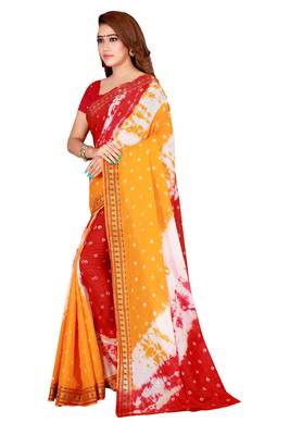 Multicolor hand woven art silk saree with blouse 3