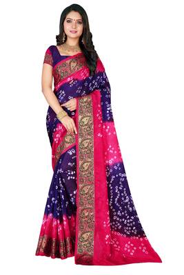 Multicolor hand woven art silk saree with blouse 1