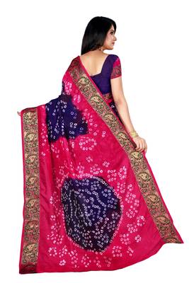 Multicolor hand woven art silk saree with blouse 2
