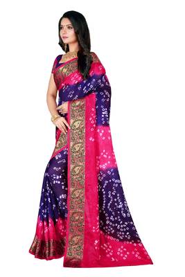 Multicolor hand woven art silk saree with blouse 3