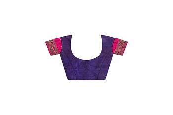 Multicolor hand woven art silk saree with blouse 4