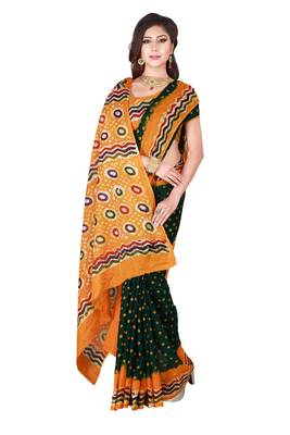Multicolor hand woven art silk saree with blouse 3