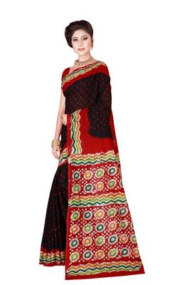 Multicolor hand woven art silk saree with blouse 3