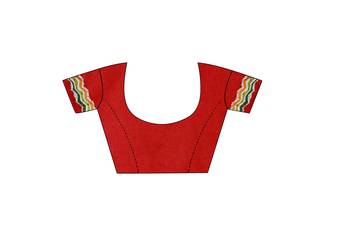 Multicolor hand woven art silk saree with blouse 4