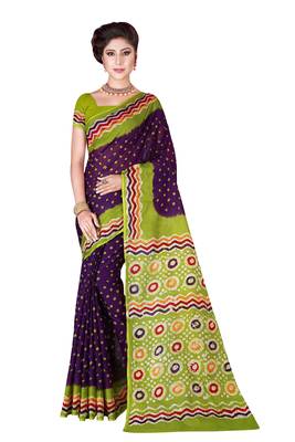 Multicolor hand woven art silk saree with blouse 1