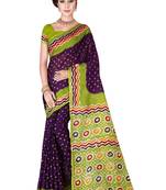 Multicolor hand woven art silk saree with blouse