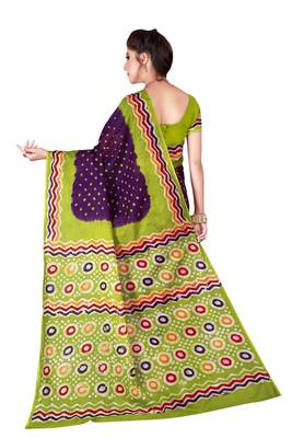 Multicolor hand woven art silk saree with blouse 2