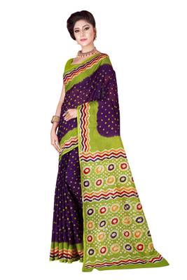 Multicolor hand woven art silk saree with blouse 3