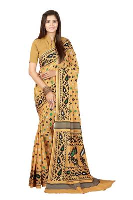 Multicolor hand woven art silk saree with blouse 1